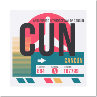 Cancun (CUN) Airport // Sunset Baggage Tag Posters and Art